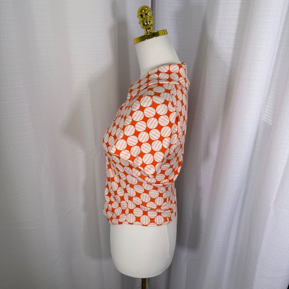 NWOT Maeve Anthropologie Ruched Blouse Button Top Small Retro Polka Dot Y2K - Picture 15 of 16